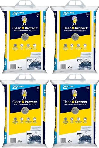 (4 عبوات) - أكياس بوزن 25 رطل، ملح منقي للمياه ينظف ويحمي. يطيل عمر الجهاز؛ يقلل من تراكم الماء العسر in Kuwait