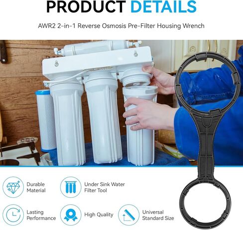 Magluv AWR2 2 في 1 استبدال مفتاح ربط مبيت فلتر المياه لـ iSpring HW12، HC12، RCC، RCCP، US31، CKC، CT10 مبيت ما قبل الفلتر للتناضح العكسي ومفتاح ربط علبة غشاء RO in Kuwait