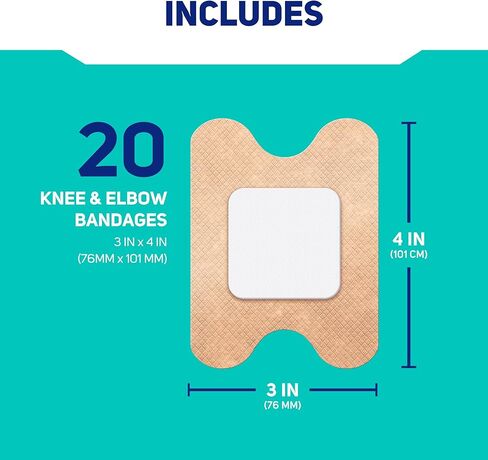 Care Science Smart Flex Knee & Elbow Performance Fabric Bandages, 4 in x 3 in, 20 ct | Flexible Joint Protection for First Aid and Wound Care in Kuwait