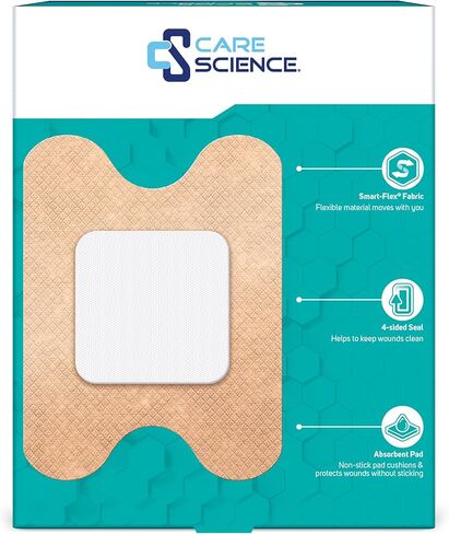 Care Science Smart Flex Knee & Elbow Performance Fabric Bandages, 4 in x 3 in, 20 ct | Flexible Joint Protection for First Aid and Wound Care in Kuwait
