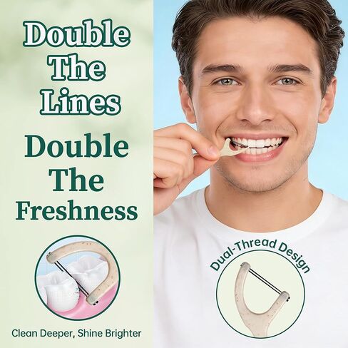 خيط تنظيف الأسنان القابل للتحلل الحيوي للأسنان، 200 قيراط من فحم الخيزران الطبيعي العضوي، خيط خيط مزدوج، خيط تنظيف الأسنان للبالغين، خيط تنظيف الأسنان من قش القمح النباتي، تنظيف أسنان صديق للبيئة، نعناع in Kuwait