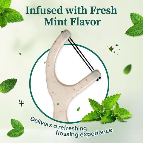 خيط تنظيف الأسنان القابل للتحلل الحيوي للأسنان، 200 قيراط من فحم الخيزران الطبيعي العضوي، خيط خيط مزدوج، خيط تنظيف الأسنان للبالغين، خيط تنظيف الأسنان من قش القمح النباتي، تنظيف أسنان صديق للبيئة، نعناع in Kuwait