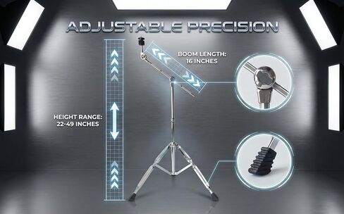 Cymbal Stand, Drum Hardware, Adjustable, Heavy Duty, Non-Slip, Sturdy Straight & Boom Combo, Double Braced Legs, , Hi-Hat Cymbals，Ideal for beginners, novices, and amateur drummers in Kuwait
