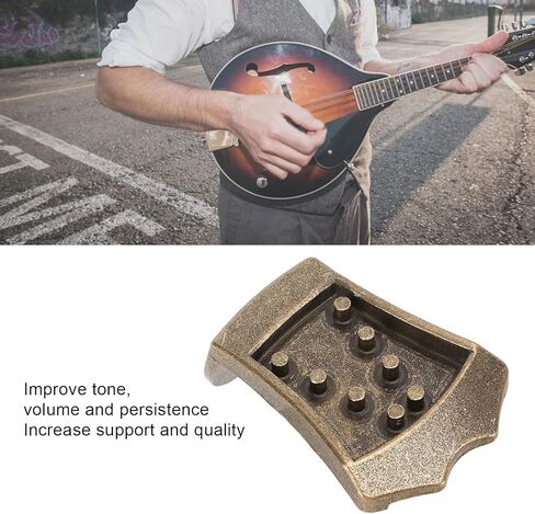 Alomejor Mandolin Tailpiece for 8 String Vaulted Mandolin, Metal, One Piece Cast Design, Noise-Free, Improves Tone and Volume in Kuwait