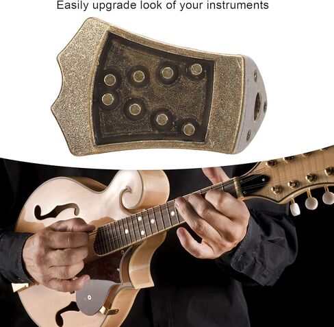 Alomejor Mandolin Tailpiece for 8 String Vaulted Mandolin, Metal, One Piece Cast Design, Noise-Free, Improves Tone and Volume in Kuwait
