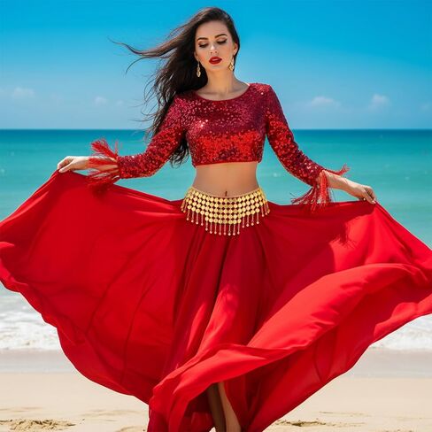 Yolev عملة حزام الذهب عملة الرقص الشرقي وشاح الورك قابل للتعديل الذهب سلسلة البطن هامش عملة تنورة للنساء راقصة البطن هالوين زي الأطراف التبعي in Saudi Arabia