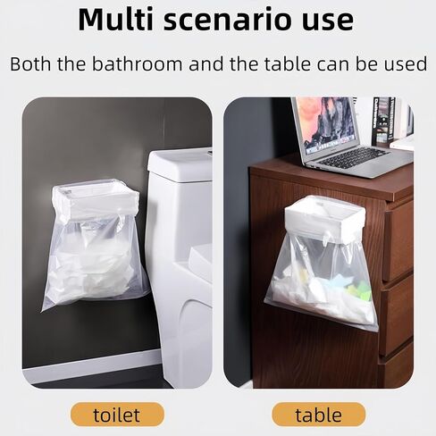 2 Pcs Collapsible Plastic Trash Bag Holder, Kitchen Cabinet Door, Garbage Bag Holder Under Sink, White, Plastic, 5 Gallon, Rectangular, Indoor/Outdoor, Adjustable, No Lid, Trash Can in Saudi Arabia