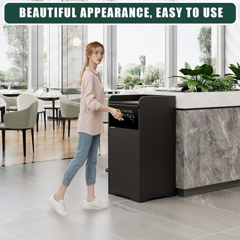 Kitchen Trash Can Cabinet with Tray Holder, 35-Gallon Wooden Commercial Indoor Trash Can, Storage Compartment for Restaurants, Cafes, Office Breakrooms in Kuwait