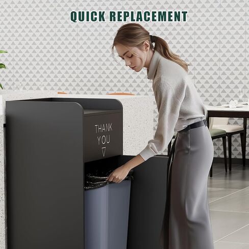 Kitchen Trash Can Cabinet with Tray Holder, 35-Gallon Wooden Commercial Indoor Trash Can, Storage Compartment for Restaurants, Cafes, Office Breakrooms in Kuwait