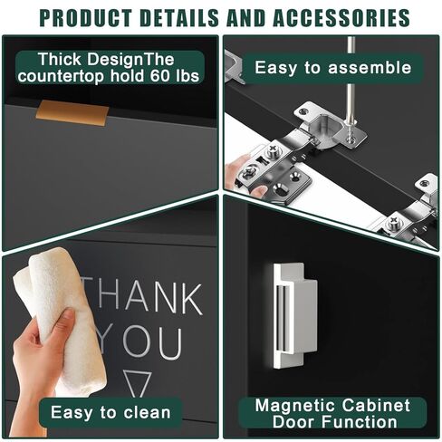 Kitchen Trash Can Cabinet with Tray Holder, 35-Gallon Wooden Commercial Indoor Trash Can, Storage Compartment for Restaurants, Cafes, Office Breakrooms in Kuwait