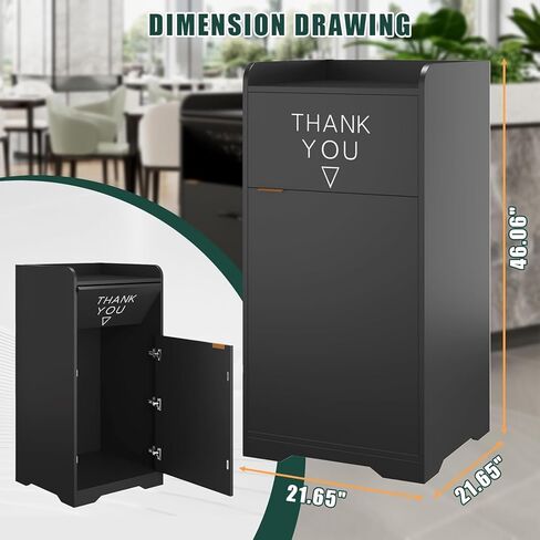 Kitchen Trash Can Cabinet with Tray Holder, 35-Gallon Wooden Commercial Indoor Trash Can, Storage Compartment for Restaurants, Cafes, Office Breakrooms in Kuwait