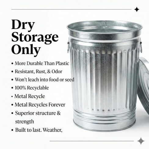 31 Gallon Galvanized Steel Trash Can with Lid – Heavy Duty Metal Outdoor Garbage Bin for Yard Waste, Pet Food Storage, and Ash Disposal, Rust Resistant, and Weatherproof Utility Container in Saudi Arabia