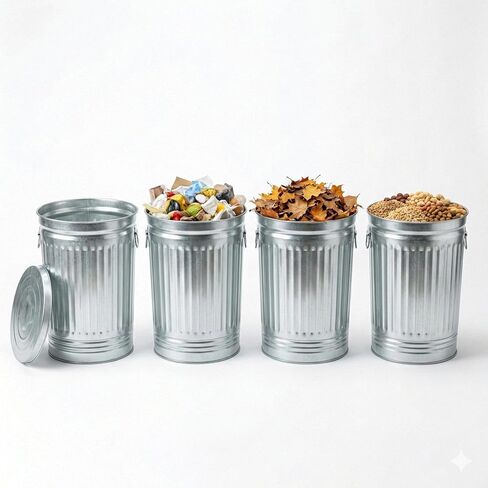31 Gallon Galvanized Steel Trash Can with Lid – Heavy Duty Metal Outdoor Garbage Bin for Yard Waste, Pet Food Storage, and Ash Disposal, Rust Resistant, and Weatherproof Utility Container in Saudi Arabia