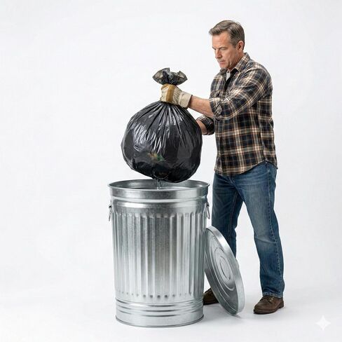 31 Gallon Galvanized Steel Trash Can with Lid – Heavy Duty Metal Outdoor Garbage Bin for Yard Waste, Pet Food Storage, and Ash Disposal, Rust Resistant, and Weatherproof Utility Container in Saudi Arabia