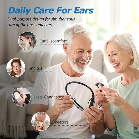 العلاج بالضوء الأحمر للأذنين من إنلي، جهاز العلاج بالضوء الأحمر المحمول بطول 650 نانومتر لراحة واسترخاء الأذن اللطيفة، مع مؤقت تلقائي لمدة 30 دقيقة و3 أوضاع للروتين الصحي اليومي، أسود in Kuwait