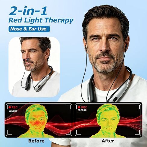 العلاج بالضوء الأحمر للأذنين من إنلي، جهاز العلاج بالضوء الأحمر المحمول بطول 650 نانومتر لراحة واسترخاء الأذن اللطيفة، مع مؤقت تلقائي لمدة 30 دقيقة و3 أوضاع للروتين الصحي اليومي، أسود in Kuwait