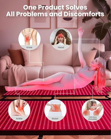 Red Light Therapy Mat Full Body 74.8"x33.6", Infrared Red Light Therapy Blanket with 2630 LEDs, 660nm & 850nm Dual Wavelength, Pulse Modes, Timer & Intensity Control in Saudi Arabia