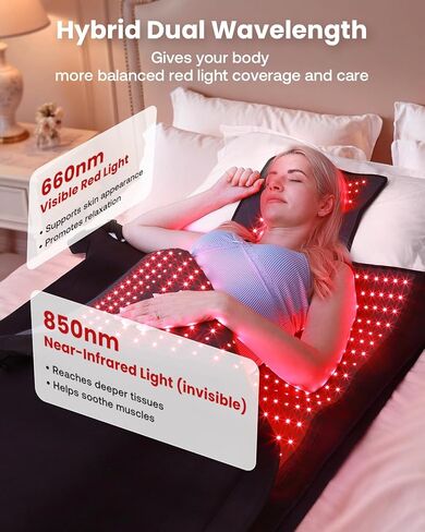 Red Light Therapy Mat Full Body 74.8"x33.6", Infrared Red Light Therapy Blanket with 2630 LEDs, 660nm & 850nm Dual Wavelength, Pulse Modes, Timer & Intensity Control in Saudi Arabia