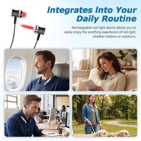 العلاج بالضوء الأحمر للأذنين من إنلي، جهاز العلاج بالضوء الأحمر المحمول بطول 650 نانومتر لراحة واسترخاء الأذن اللطيفة، مع مؤقت تلقائي لمدة 30 دقيقة و3 أوضاع للروتين الصحي اليومي، أسود in Kuwait