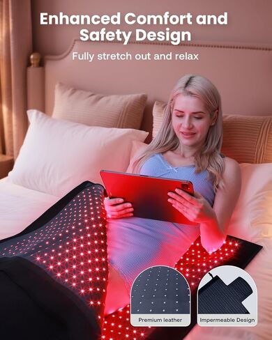 Red Light Therapy Mat Full Body 74.8"x33.6", Infrared Red Light Therapy Blanket with 2630 LEDs, 660nm & 850nm Dual Wavelength, Pulse Modes, Timer & Intensity Control in Saudi Arabia