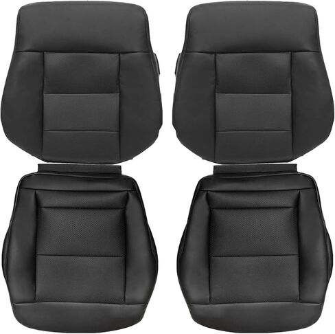 SecosAutoparts Black Leather Driver & Passenger Side Bottom Replacement Seat Cover & Top Leather Cover Compatible with Mercedes Benz E-Class E200 E250 E300 E350 2010 2011 2012 2013 2014 2015 2016 in Saudi Arabia