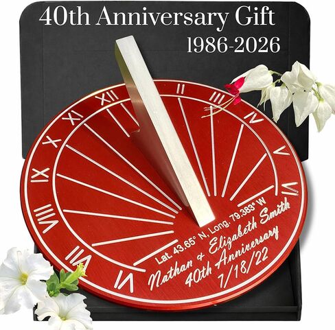40th Anniversary Gifts Apollo Sundial - Custom Engraved & Calibrated 40th Wedding Anniversary Gift - 40th Anniversary Gifts For Couple -Sundials For The Garden (8 inch) in Saudi Arabia