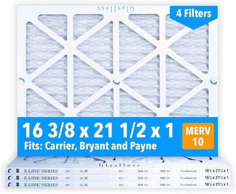 مرشحات هواء Glasfloss 16-3/8 x 21-1/2 x 1 (علبة مكونة من 4)، MERV 10، مطوية، صنع في الولايات المتحدة الأمريكية in Kuwait
