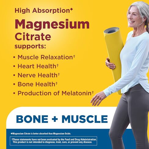 Nature Made Zero Sugar Magnesium Citrate Gummies 200 Mg Per Serving, Muscle & Bone Support, Aspartame Free, 40 Sugar Free High Absorption Magnesium Gummies, 20 Day Supply in Saudi Arabia