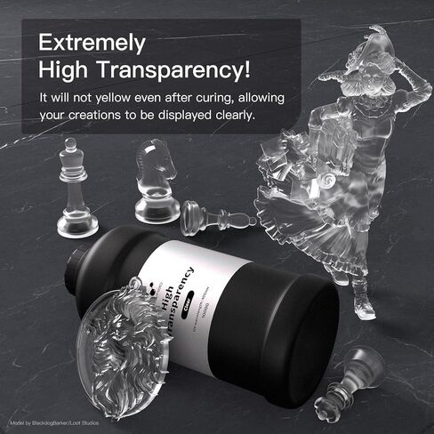 راتنج الطابعة ثلاثية الأبعاد عالي الوضوح من NOVA3D - شفاف كريستالي، قوي، مقاوم للاصفرار، رائحة منخفضة، راتنج الأشعة فوق البنفسجية 405 نانومتر سريع المعالجة (1000 جم) in Kuwait