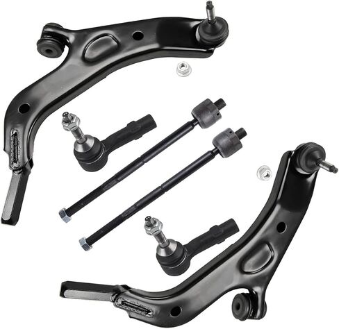 Detroit Axle - 6pc Front End Control Arms Kit for 2009 Ford Flex Taurus X Mercury Sable, 2 Lower Control Arms with Ball Joint 4 Tie Rod Ends Replacement in Saudi Arabia