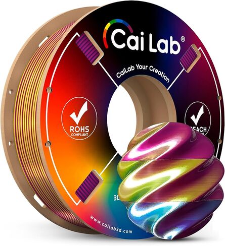Silk Rainbow PLA Filament 1.75mm, Multicolor Gradient, +/- 0.02mm, Compatible with Bambu Lab P1S/A1/X1 & Most FDM Printers, 200g Spool -Silk Purple Yellow Blue in Saudi Arabia