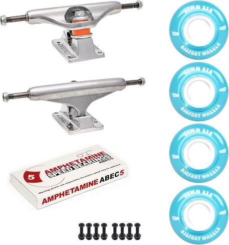 مجموعة أدوات شاحنات التزلج المستقلة مع عجلات Bigfoot مقاس 55 مم ناعمة 83A، و5 محامل أمبير، وأجهزة تثبيت فيليبس 1 بوصة، ورافعات 1/8 بوصة in Kuwait