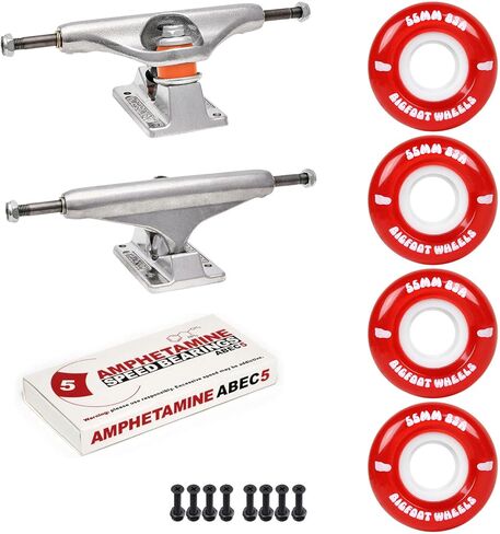 Independent Skateboard Trucks Package Kit with Bigfoot 55mm Soft 83A Wheels, Amp 5 Bearings, 1" Phillips Mounting Hardware, and 1/8" Risers in Saudi Arabia
