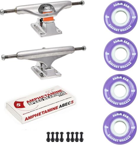 Independent Skateboard Trucks Package Kit with Bigfoot 55mm Soft 83A Wheels, Amp 5 Bearings, 1" Phillips Mounting Hardware, and 1/8" Risers in Saudi Arabia