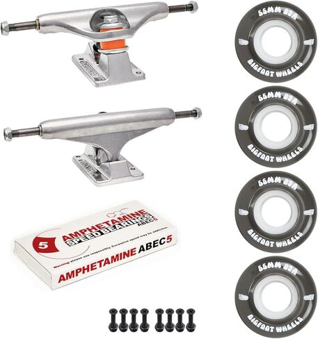 Independent Skateboard Trucks Package Kit with Bigfoot 55mm Soft 83A Wheels, Amp 5 Bearings, 1" Phillips Mounting Hardware, and 1/8" Risers in Saudi Arabia