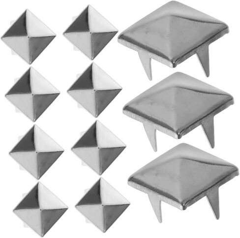 jojofuny 100 Pcs 10mm Silver Square Pyramid Studs for DIY Clothing Shoes Bags Metal Punk Spikes for Crafts and Accessories in Saudi Arabia
