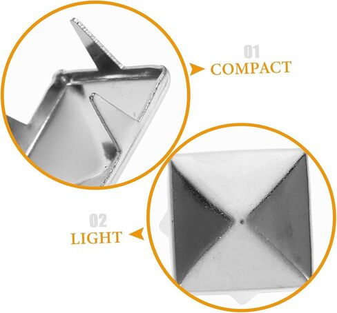 jojofuny 100 Pcs 10mm Silver Square Pyramid Studs for DIY Clothing Shoes Bags Metal Punk Spikes for Crafts and Accessories in Saudi Arabia