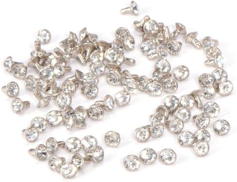 Gadpiparty 100Pcs White Rhinestone Rivets for DIY Crafting Durable Metal Studs for Clothing Bags Jackets Shoes and More Easy to Install Spikes in Saudi Arabia
