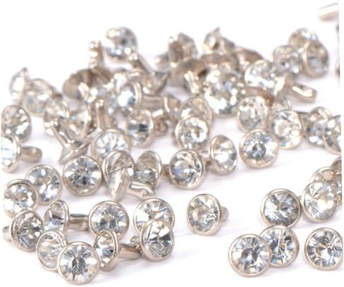 Gadpiparty 100Pcs White Rhinestone Rivets for DIY Crafting Durable Metal Studs for Clothing Bags Jackets Shoes and More Easy to Install Spikes in Saudi Arabia