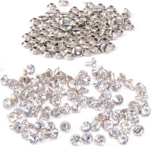 Gadpiparty 100Pcs White Rhinestone Rivets for DIY Crafting Durable Metal Studs for Clothing Bags Jackets Shoes and More Easy to Install Spikes in Saudi Arabia
