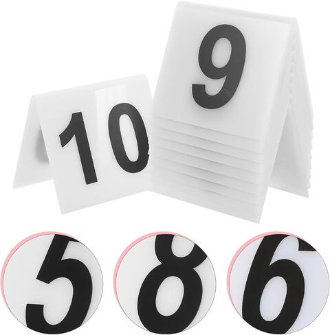 Zerodeko Reusable Number Markers 1-10 Double-Sided Acrylic Table Numbers for Restaurant Seating and Evidence Markers 2.48X2.16X1.65 Inch Compact Tabletop Signs in Saudi Arabia