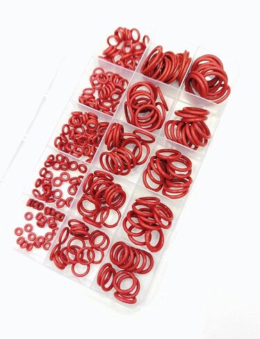 225 PCS Red Metric Silicone O Ring Assortment Rubber Silicone Seal Kit -O-Ring Seals with Different Sizes ranging from 6mm to 20mm in Outer Diameter in Saudi Arabia