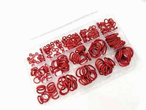 225 PCS Red Metric Silicone O Ring Assortment Rubber Silicone Seal Kit -O-Ring Seals with Different Sizes ranging from 6mm to 20mm in Outer Diameter in Saudi Arabia