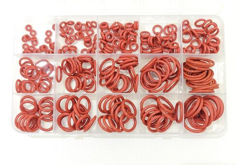 225 PCS Red Metric Silicone O Ring Assortment Rubber Silicone Seal Kit -O-Ring Seals with Different Sizes ranging from 6mm to 20mm in Outer Diameter in Saudi Arabia