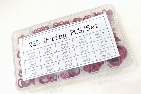 225 PCS Red Metric Silicone O Ring Assortment Rubber Silicone Seal Kit -O-Ring Seals with Different Sizes ranging from 6mm to 20mm in Outer Diameter in Saudi Arabia