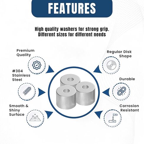 50PCS M6 Large Flat Washer 304 Stainless Steel Big Metal Gasket Meson Plain Washers in Saudi Arabia