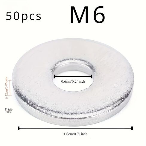 50PCS M6 Large Flat Washer 304 Stainless Steel Big Metal Gasket Meson Plain Washers in Saudi Arabia