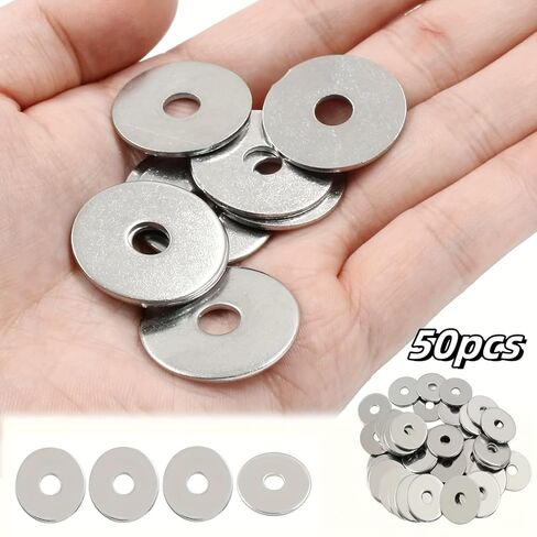 50PCS M6 Large Flat Washer 304 Stainless Steel Big Metal Gasket Meson Plain Washers in Saudi Arabia