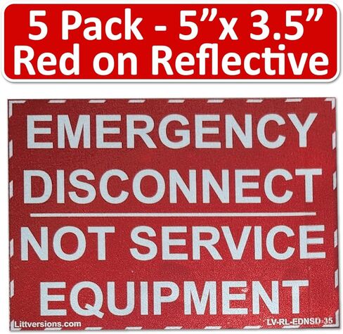 5 بوصة × 3.5 بوصة متوافقة مع NEC، قطع الاتصال في حالات الطوارئ، وليس معدات الخدمة، ملصقات مغلفة خارجية، ملصق لوحة كهربائية خطر، فينيل شديد التحمل مقاوم للماء، فائق التحمل in Kuwait