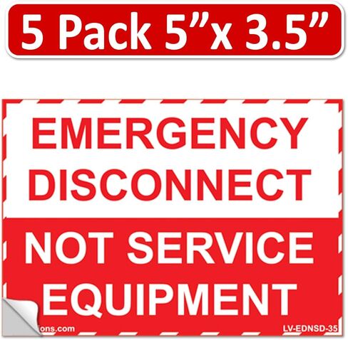 5 بوصة × 3.5 بوصة متوافقة مع NEC، قطع الاتصال في حالات الطوارئ، وليس معدات الخدمة، ملصقات مغلفة خارجية، ملصق لوحة كهربائية خطر، فينيل شديد التحمل مقاوم للماء، فائق التحمل in Kuwait